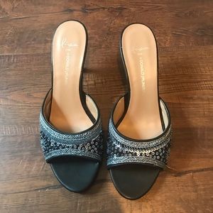 SALE MUST GO - NWOT black mules with beautiful sequins